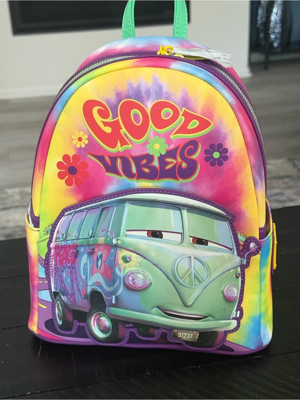 NWT Disney Cars Filmore Good Vibes Tie-Dye Loungefly Mini Backpack